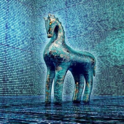 computer safety concept, trojan horse in electronic environment,